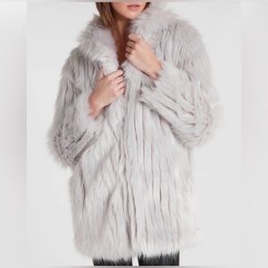 Express Faux Fur Coat in Silver/Gray